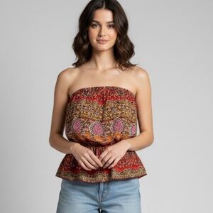 Y2K‎ Vintage Bohemian Strapless Crop Tube Top Women's Size Medium Large